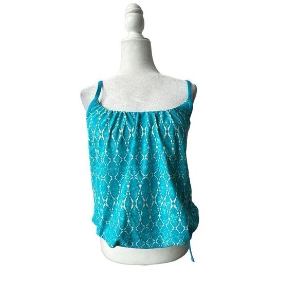 Ocean Avenue Swimwear Tankini Turquoise Blue White SZ M - Picture 15 of 15
